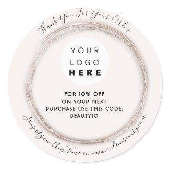 Thank You Order Logo Discount Code Rose Elegant Classic Round Sticker