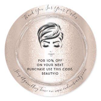 Thank You Order Logo Discount Code Rose Lash Classic Round Sticker