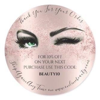 Thank You Order Logo Discount Rose Lash Studio Classic Round Sticker