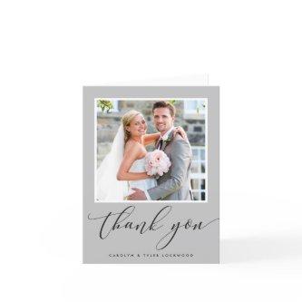 THANK YOU PHOTO CARD elegant wedding pale gray
