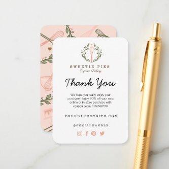 Thank You Pink Baking & Cooking Utensil Bakery Enclosure Card