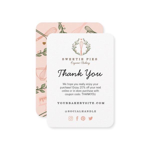 Thank You Pink Baking & Cooking Utensil Bakery Enclosure Card