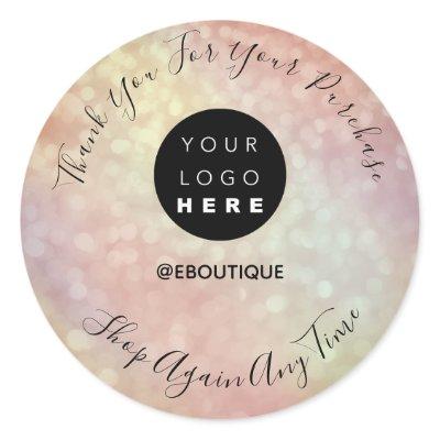 Thank You Purchase Boutique Logo Holograph Rose Classic Round Sticker