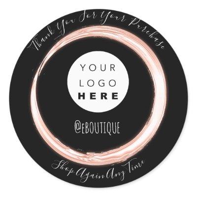 Thank You Purchase Boutique Logo Online Black Classic Round Sticker