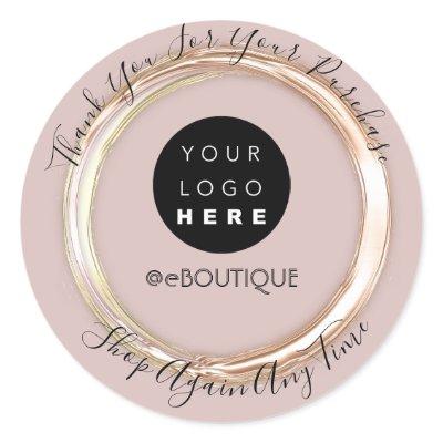 Thank You Purchase Boutique Online Logo Shop Classic Round Sticker