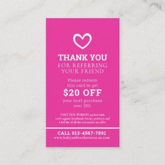 Thank you referral photo promo pink repeat