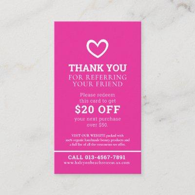 Thank you referral photo promo pink repeat