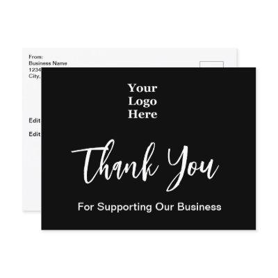 Thank You Script Black and White Business Logo Postcard