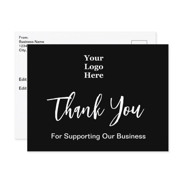 Thank You Script Black and White Business Logo Postcard