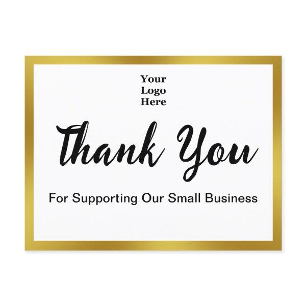 Thank You Script Elegant Black White Gold Business Postcard