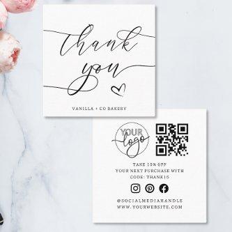 Thank You Script Heart Bakery Company Logo QR Code Square