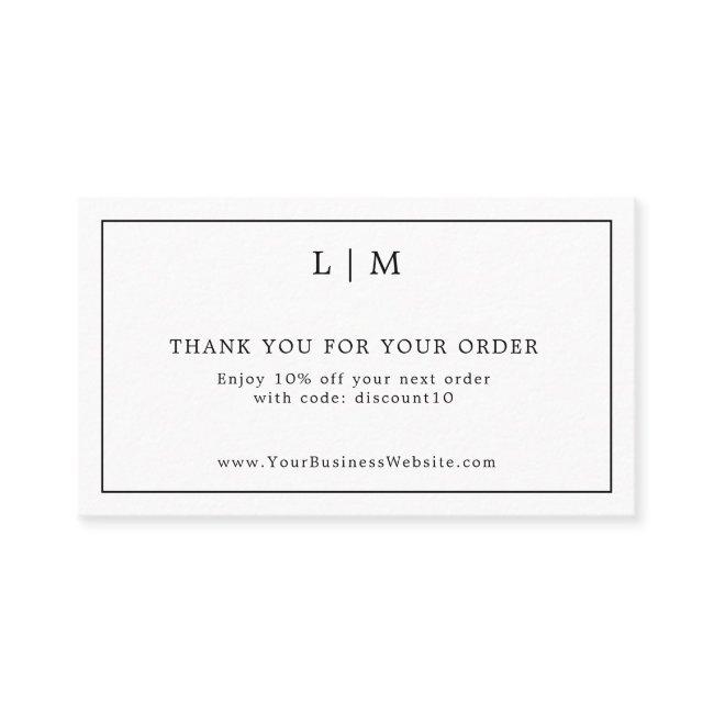 Thank You Simple Black and White Monogram Insert