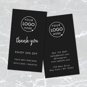 Thank You | Stylish Black Modern Logo Business Discount Card