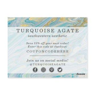 Thank You Turquoise Gold Agate Stone Geode Coupon Postcard