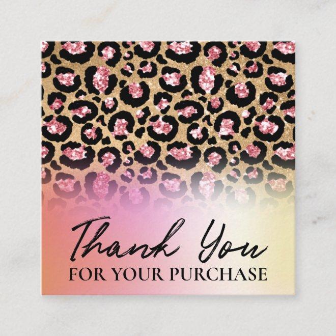Thank Your For Your Order Leopard And Holographic Square