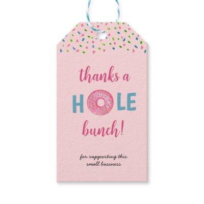 'Thanks a Hole Bunch' cute watercolor donut  Gift Tags