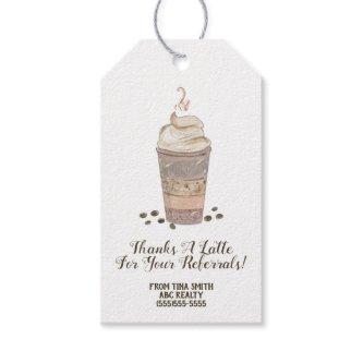 Thanks a Latte Coffee Referral Pop By Gift Tags