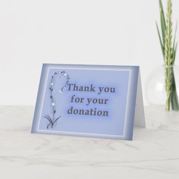 Thanks for Donation, Sophisticated Blue Floral Thank You Card
