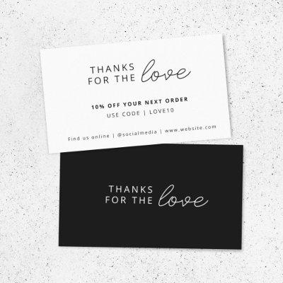 Thanks for the Love | Monochrome Businesss Order Discount Card