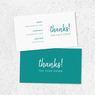 Thanks for your Order | Teal Business Insert Card