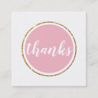 THANKS modern spot hand lettered script pale pink Square