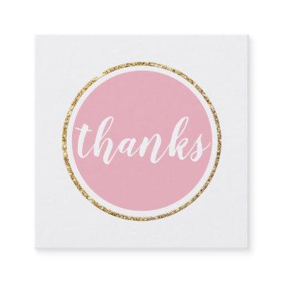 THANKS modern spot hand lettered script pale pink Square