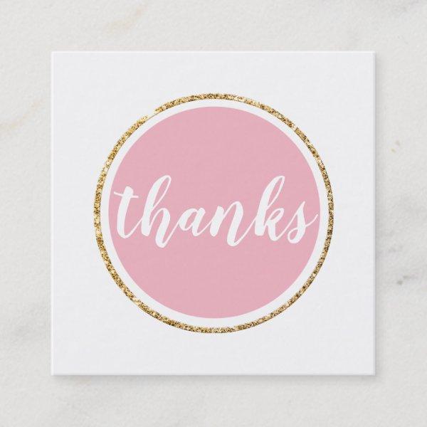THANKS modern spot hand lettered script pale pink Square