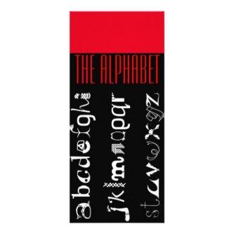 The Alphabet, ABC Language Rack Card, Red Black Rack Card
