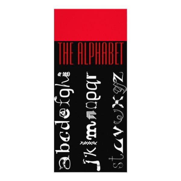 The Alphabet, ABC Language Rack Card, Red Black Rack Card