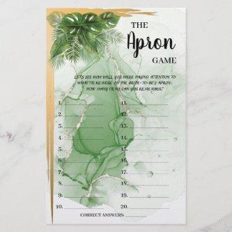 The Apron Tropical Palm Bridal Shower Game Card Flyer