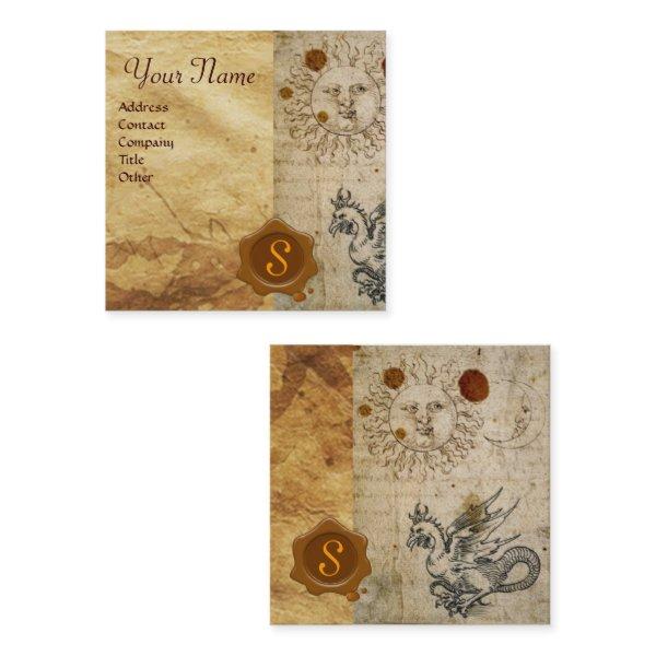 THE SUN ,MOON AND BASILISK BROWN WAX SEAL Monogram Square