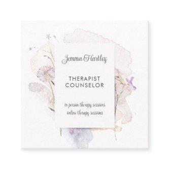 Therapist Counselor Serene Flower Watercolor Wash Square