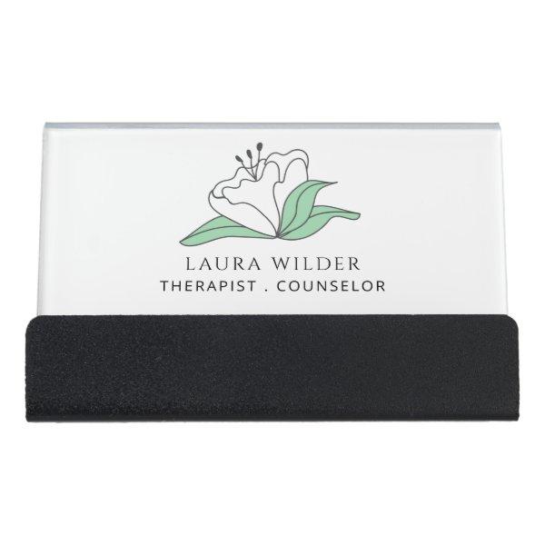 Therapist Counselor Serene White Flower  Desk  Holder