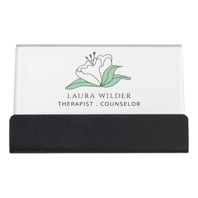 Therapist Counselor Serene White Flower Desk Holder