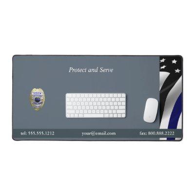 Thin Blue Line 4 Badge Options Desk Mat