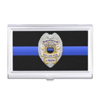Thin Blue Line and Memorial Badge  Holder