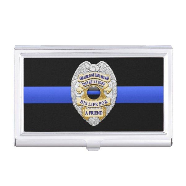 Thin Blue Line and Memorial Badge  Holder