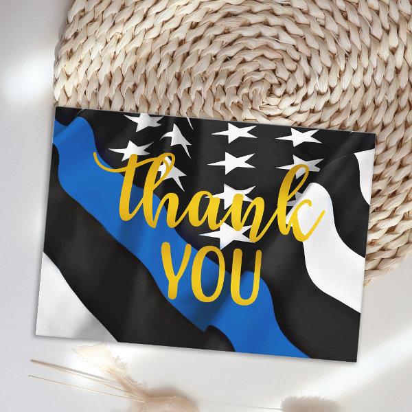 Thin Blue Line Gold Script Police Thank You