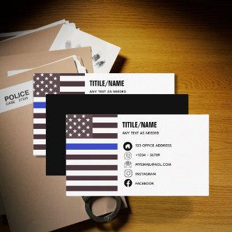 Thin Blue Line Law Enforcement Police Officer Flag  Magnet