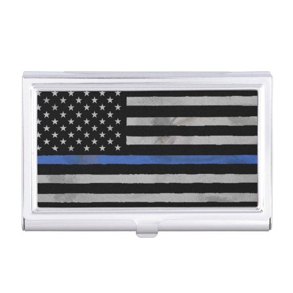 Thin Blue Line Tattered Distressed Flag  Holder