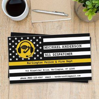 Thin Gold Line Flag Custom Logo 911 Dispatcher