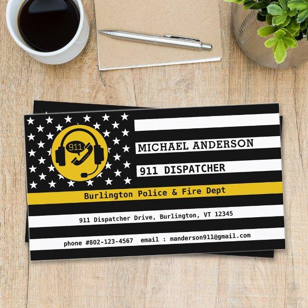 Thin Gold Line Flag Custom Logo 911 Dispatcher