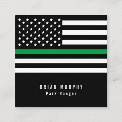 Thin Green Line Military American Flag Square