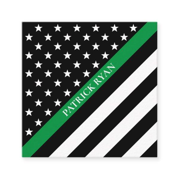 Thin Green Line Military Stars & Stripes Flag Square