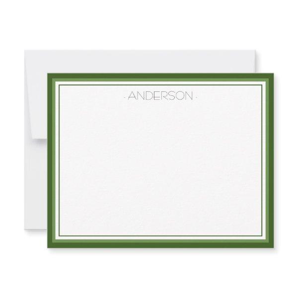 Thin Line font Green Border Classic Note Card