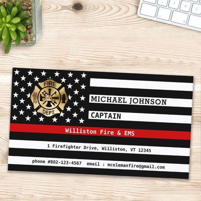 Thin Red Line Custom Fireman Fire Department Logo