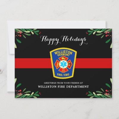 Thin Red Line Fire Department Christmas Holiday Card