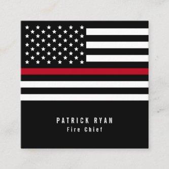 Thin Red Line Firefighter American Flag Square