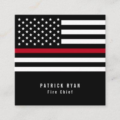 Thin Red Line Firefighters American Flag Square
