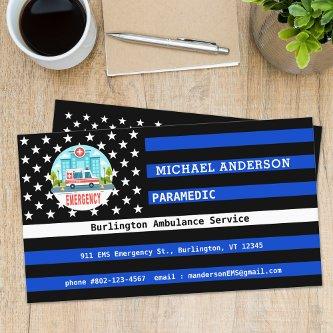 Thin White Line Flag Custom Paramedic EMS Logo
